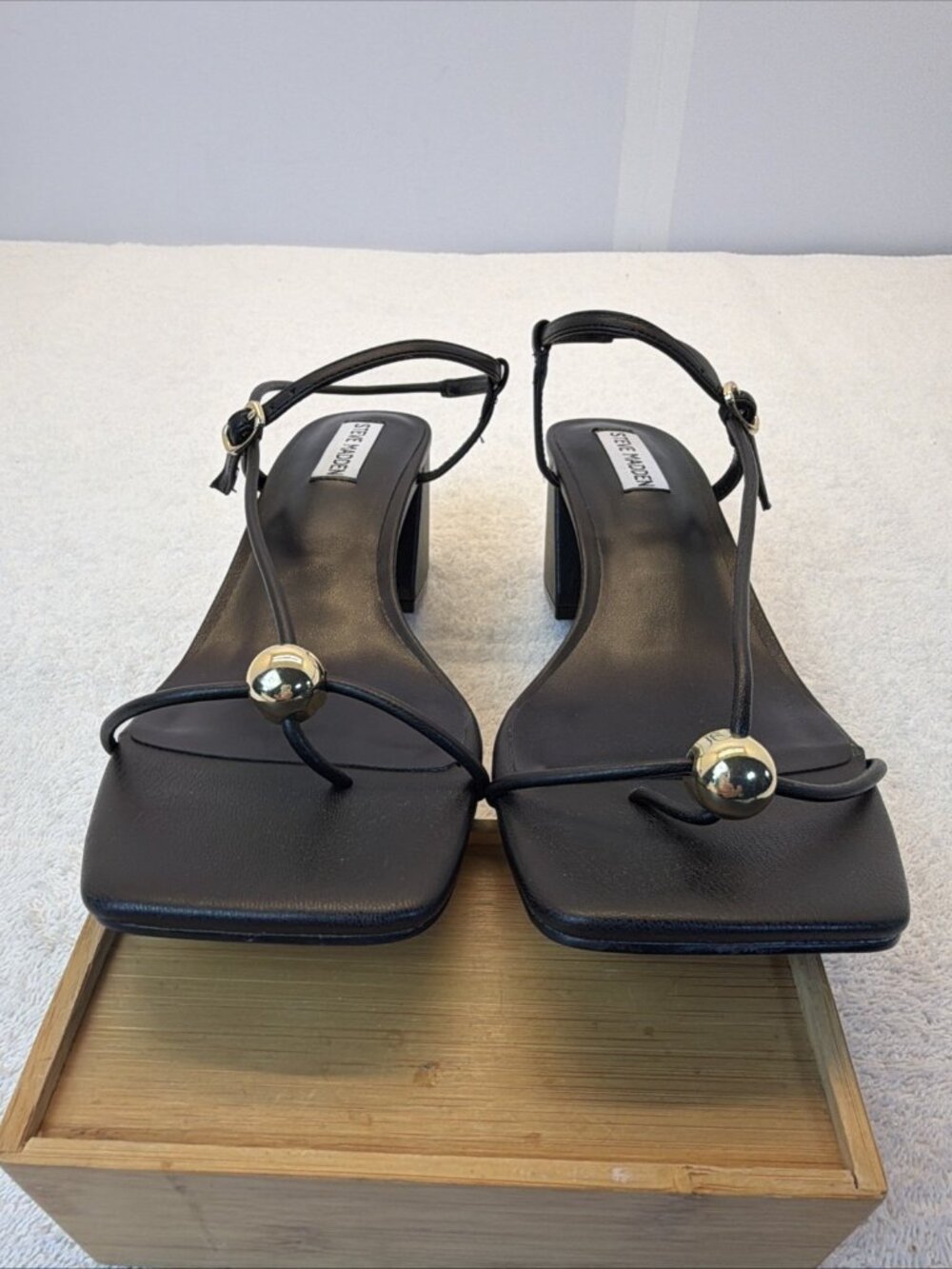 Steve Madden Ariaa Dress Sandal Black Strappy Block Heel Women SZ 9 New - Picture 8 of 9